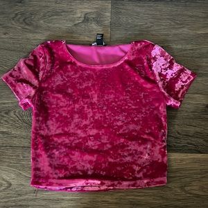 Crop top hot pink velvety
